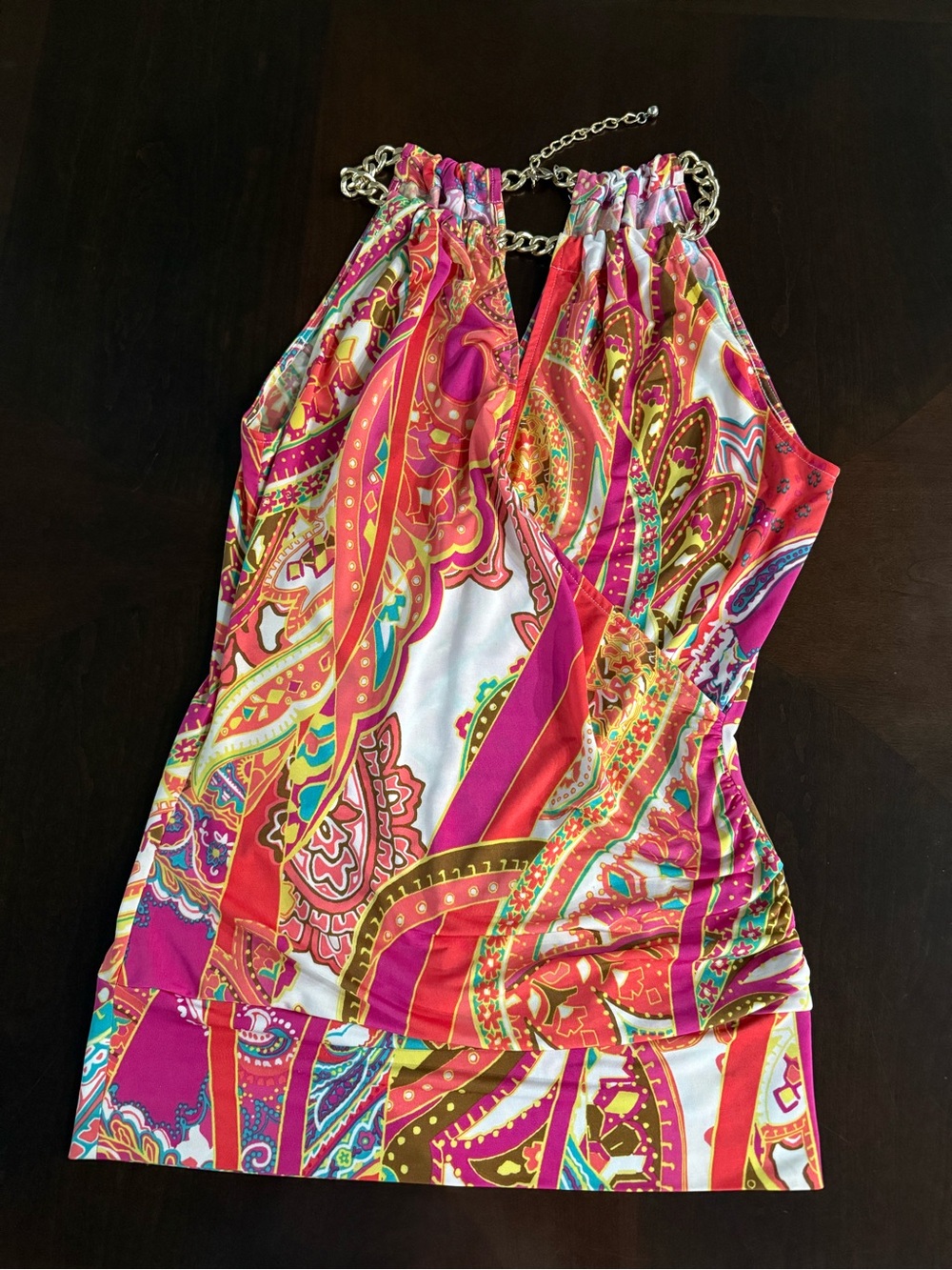 Cache Pink Multi-Color Chain Halter Top - Picture 2 of 2